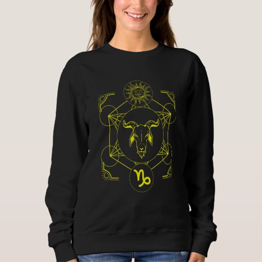 Sweatshirt Capricorne Zodiac Et Sun Metatron Cube Astrologie (Devant)