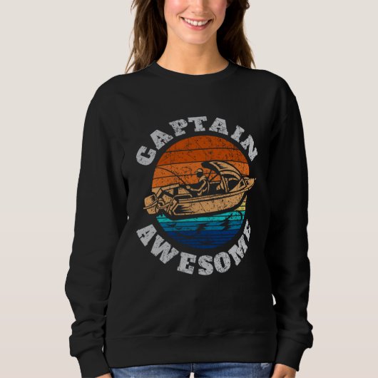 Sweatshirt Captain Awesome s Boat Vintage Retro Style (Devant)