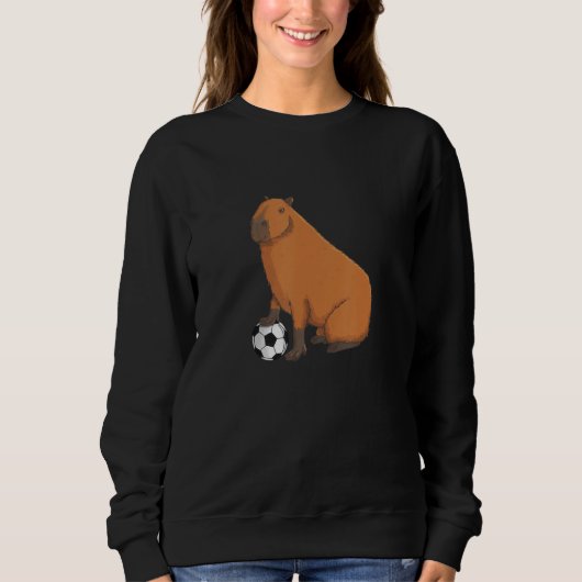 Sweatshirt Capybara Meme Soccer player with Football (Devant)