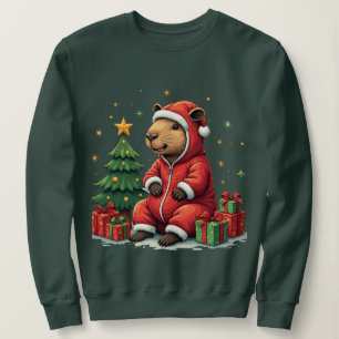 Sweatshirt Capybara Noël Vacances Animaux d'Hiver Cosy