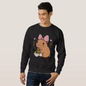 Sweatshirt Capybara Pink Bow Eating Ramen Cute Capy Women Gir (Devant entier)