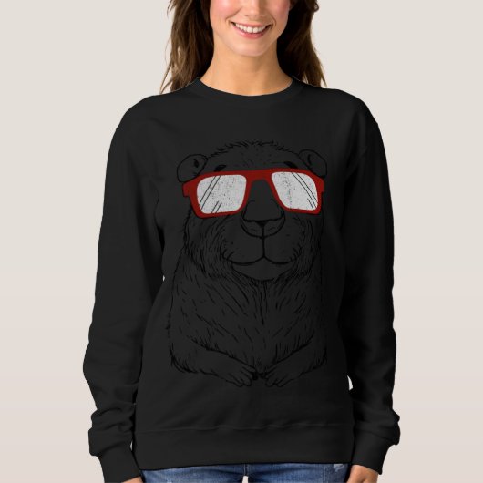 Sweatshirt Capybara Wearing Red Glasses Gnawer Capibara (Devant)