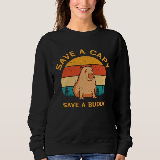 Sweatshirt Capybara World Wildlife Day Animal Welfare Retro W (Devant)