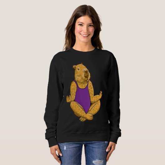 Sweatshirt Capybara Yoga poses Meditation Workout exercises g (Devant entier)