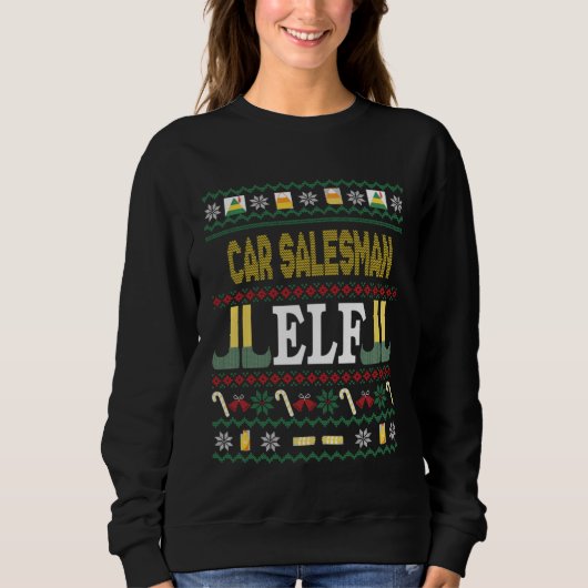 Sweatshirt Car Salesman Elf Christmas (Devant)
