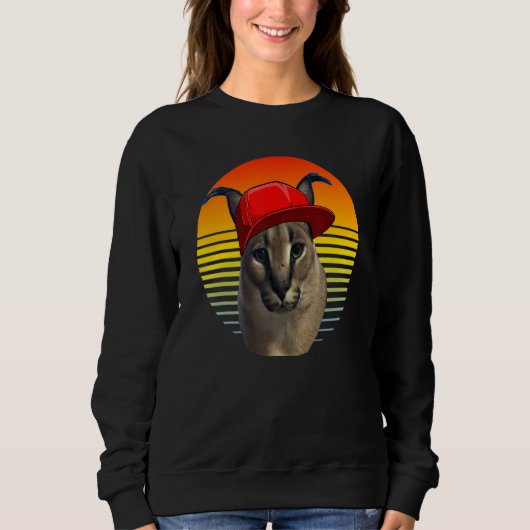 Sweatshirt caracal meme cat (Devant)