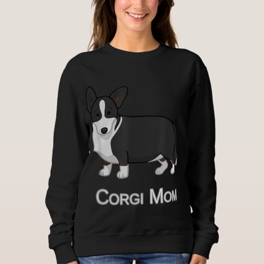 Sweatshirt Cardigan noir mignon Corgi Welsh Amoureux des chie (Devant)