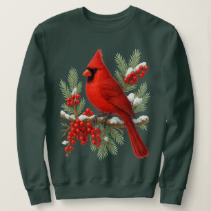 Sweatshirt Cardinal Rouge Vintage   Oiseau Classique de l'Hiv
