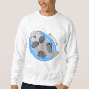 Sweatshirt Caricature bleu loutre de mer joyeux