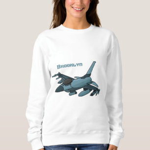 Sweatshirt Caricature d'avion de chasse militaire