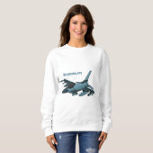 Sweatshirt Caricature d'avion de chasse militaire (Devant entier)