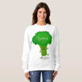 Sweatshirt Caricature de brocoli dansant Cute kawaii (Devant entier)
