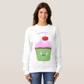 Sweatshirt Caricature de cupcake joyeux (Devant entier)