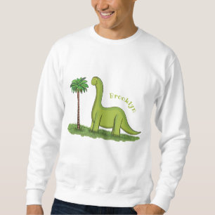 Sweatshirt Caricature de dinosaure de brontosaurus vert migno