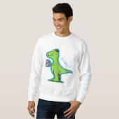 Sweatshirt Caricature de dinosaure vert t rex (Devant entier)