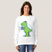 Sweatshirt Caricature de dinosaure vert t rex (Devant entier)