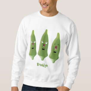 Sweatshirt Caricature de légumes de l'okra chantante mignonne