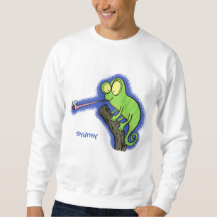 Sweatshirt Caricature de lézard de caméléon vert joyeux