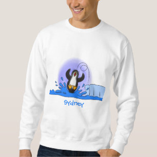 Sweatshirt Caricature de manchot joyeux sautant