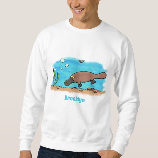 Sweatshirt Caricature de natation de Cute platypus (Devant)