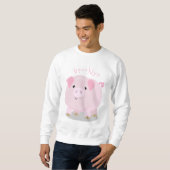 Sweatshirt Caricature de porc mignon rose pot vendue (Devant entier)