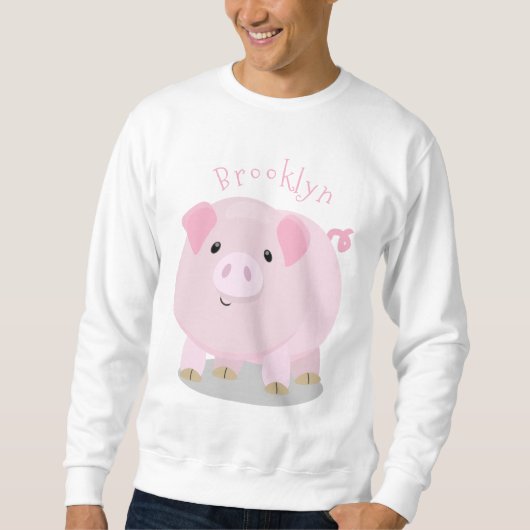 Sweatshirt Caricature de porc mignon rose pot vendue (Devant)