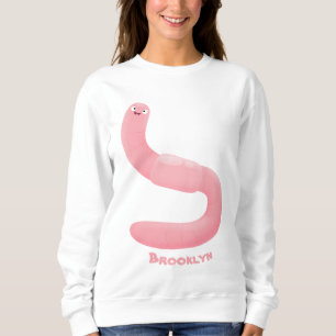 Sweatshirt Caricature de vers de terre rose joli