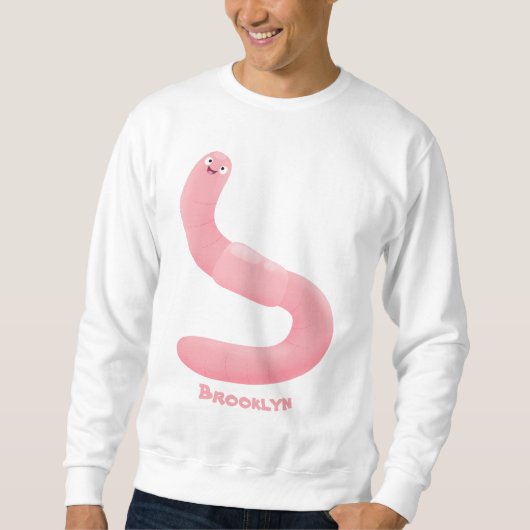 Sweatshirt Caricature de vers de terre rose joli (Devant)