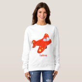 Sweatshirt Caricature de vol d'avion rouge mignon (Devant entier)