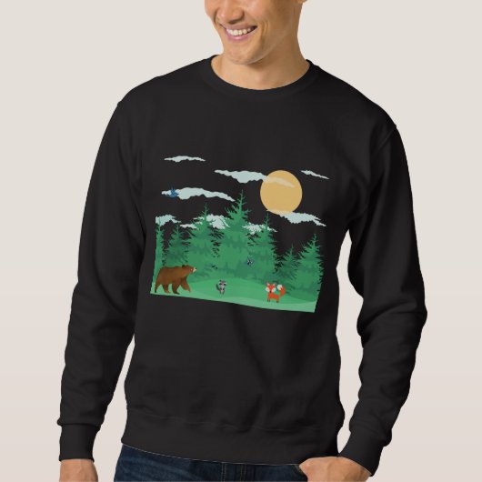 Sweatshirt Caricature d'oiseau de papillon du raton laveur de (Devant)