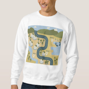 Sweatshirt Caricature élégante paysage carte de voyage