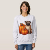 Sweatshirt Carlin adorable assis à côté des Citrouilles avec  (Devant entier)