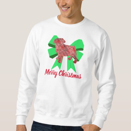 Sweatshirt Carlin Chien Silhouette Green Bow Noël (Devant)