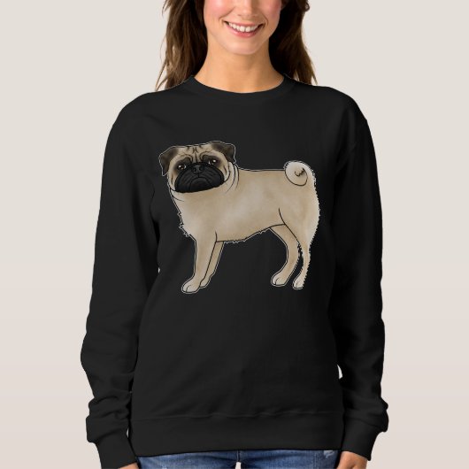 Sweatshirt Carlin Couleur Faune Mops Chien race Animal Design (Devant)