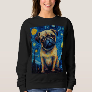 Sweatshirt Carlin de nuit Starry Chien Van Gogh Peinture Sky