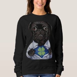 Sweatshirt Carlin Irlandais Trèfle Saint Patrick Jour Chien A