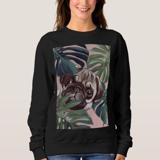 Sweatshirt carlin mignon derrière trois feuilles Classique T- (Devant)
