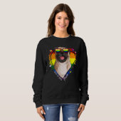 Sweatshirt Carlin mignon Rainbow Heart Gay pride Lgbt Chien (Devant entier)