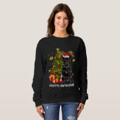 Sweatshirt Carlin Noir Père Noël Arbre de Noël Lumières Noël  (Devant entier)