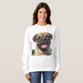 Sweatshirt Carlin souriant mignon (Devant entier)