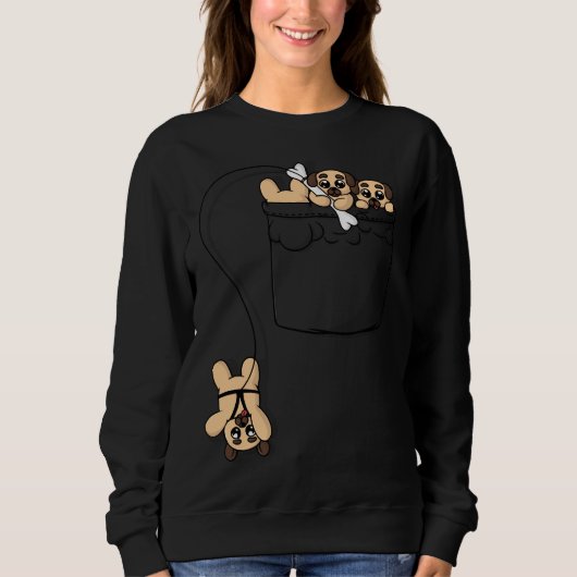 Sweatshirt Carlins de poche mignons T-shirt classique 722 (Devant)