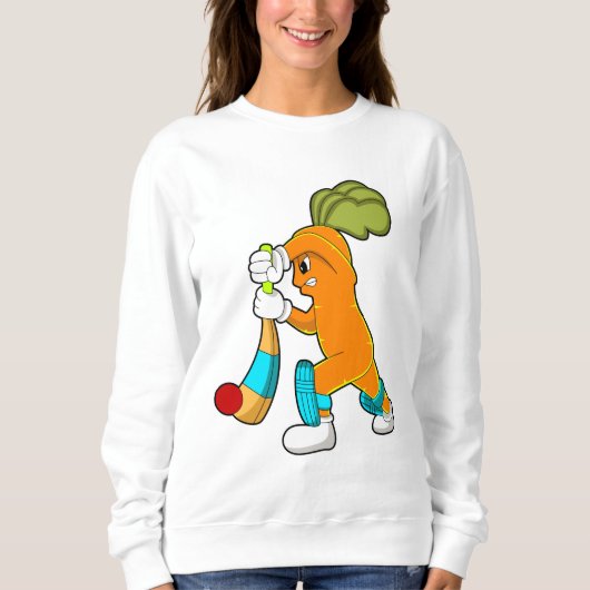 Sweatshirt Carotte au cricket avec batte de cricket (Devant)