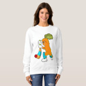 Sweatshirt Carotte au cricket avec batte de cricket (Devant entier)