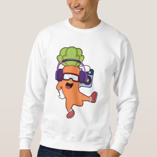 Sweatshirt Carotte dans la musique avec casque (Devant)