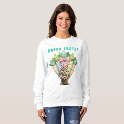 Sweatshirt Carottes de Pâques patchwork (Devant entier)