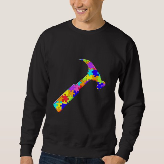 Sweatshirt Carpenter Hammer Jigsaw Autisme Puzzle (Devant)