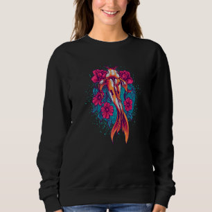Sweatshirt Carpes Koi Japonaises Avec Fleurs & Nage Éclabouss