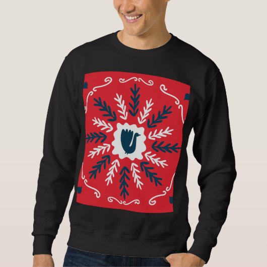 Sweatshirt Carrelage de Noël Folk Doodle Art (Devant)