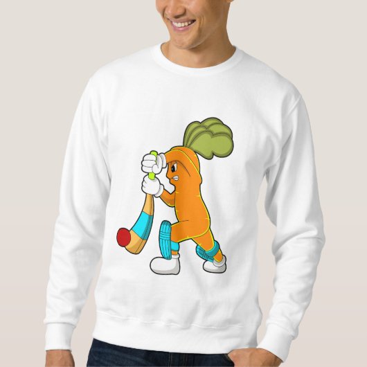 Sweatshirt Carrot at cricket with cricket bat (Devant)