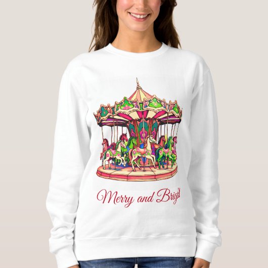 Sweatshirt Carrousel de Noël dans les bandes de bonbons (Devant)